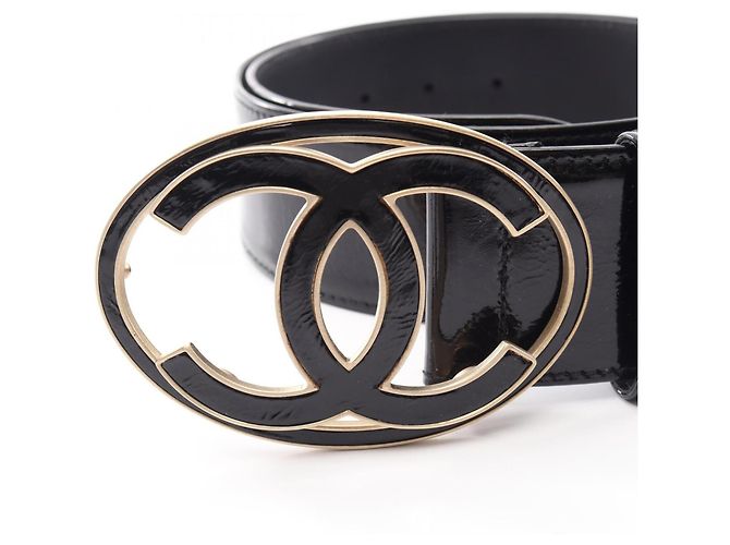 Chanel Coco Mark Gürtel aus Lackleder Schwarz - Ansicht 2