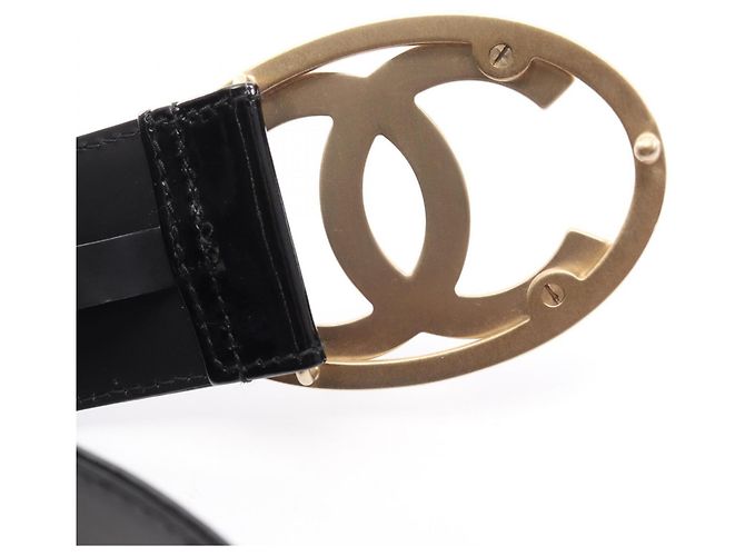 Chanel Coco Mark Gürtel aus Lackleder Schwarz - Ansicht 8