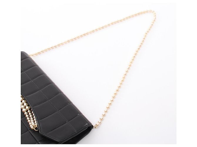 Borsa a tracolla Chanel Chocolate Bar con catena di perle Nero - vista 15