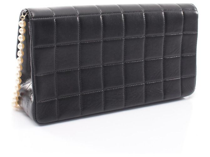 Borsa a tracolla Chanel Chocolate Bar con catena di perle Nero - vista 2