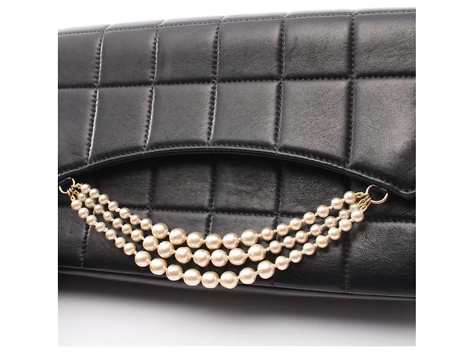 Borsa a tracolla Chanel Chocolate Bar con catena di perle Nero - vista 8