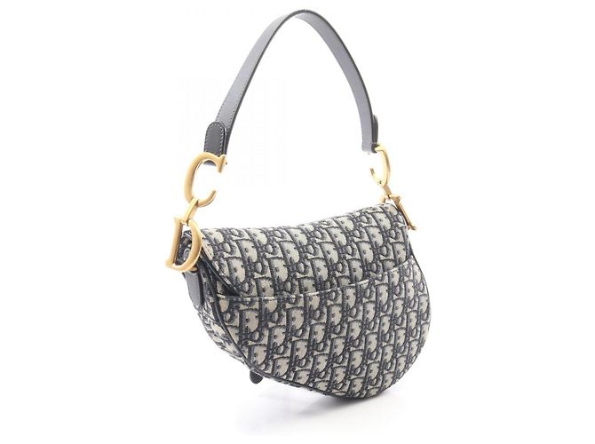 Borsa Saddle Christian Dior Beige Blu navy - vista 2