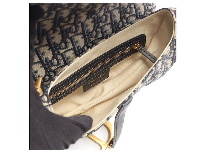 Borsa Saddle Christian Dior Beige Blu navy - vista 3