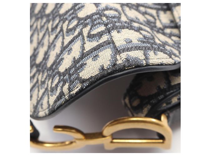 Borsa Saddle Christian Dior Beige Blu navy - vista 7