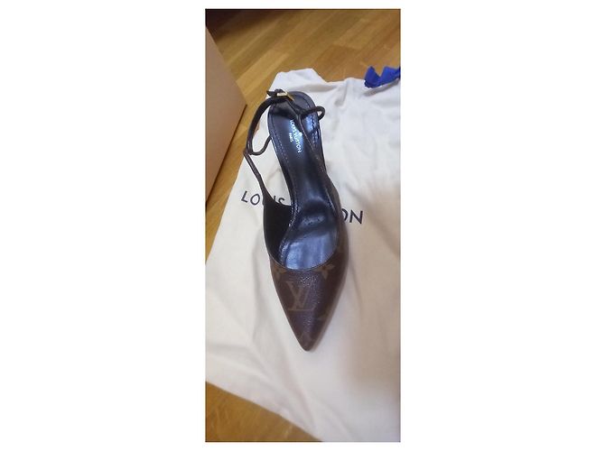 Décolleté slingback Louis Vuitton in monogram canvas Marrone - vista 6