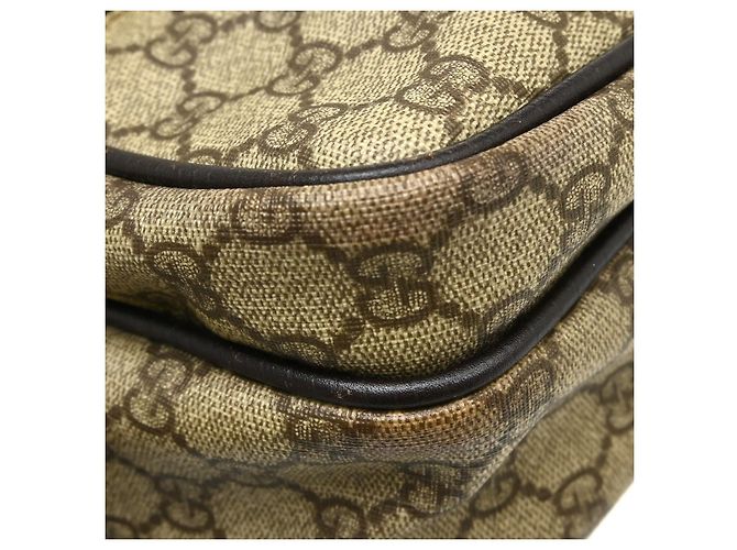 Sac messager Gucci Front Zip Pocket en toile enduite GG Medium Beige - vue 6