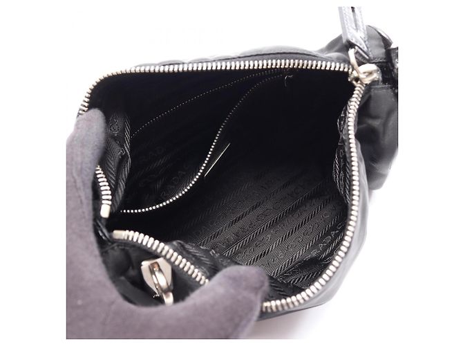 Prada TESSUTO+SAFFIANO Shoulder Bag Black - view 3