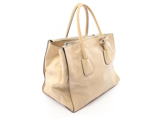 Borsa Tote 2-Way con logo Triangle Prada Beige - vista 2