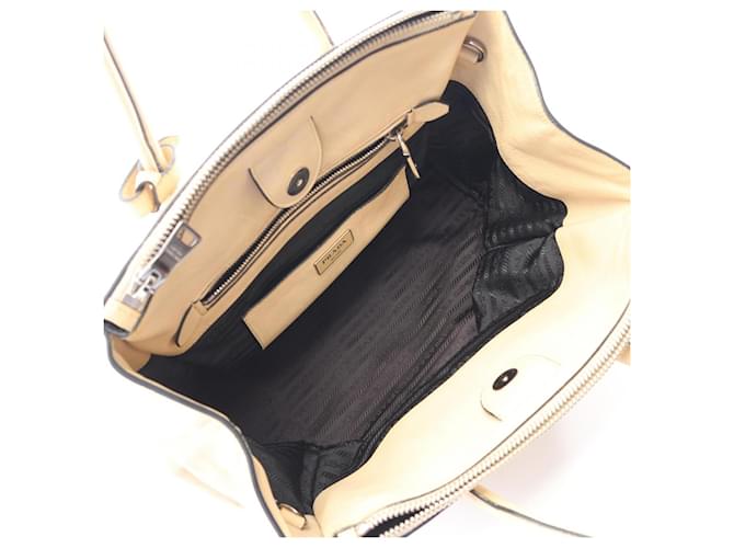 Borsa Tote 2-Way con logo Triangle Prada Beige - vista 3