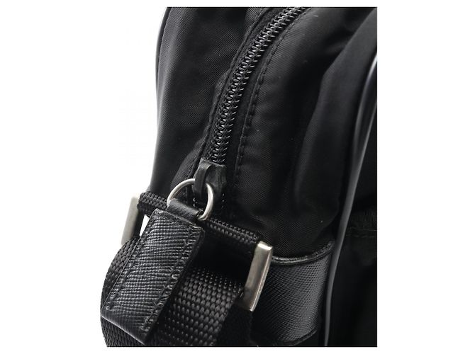 Saffiano Borsa a tracolla/Borsa a mano con logo Triangle Prada Nero - vista 8