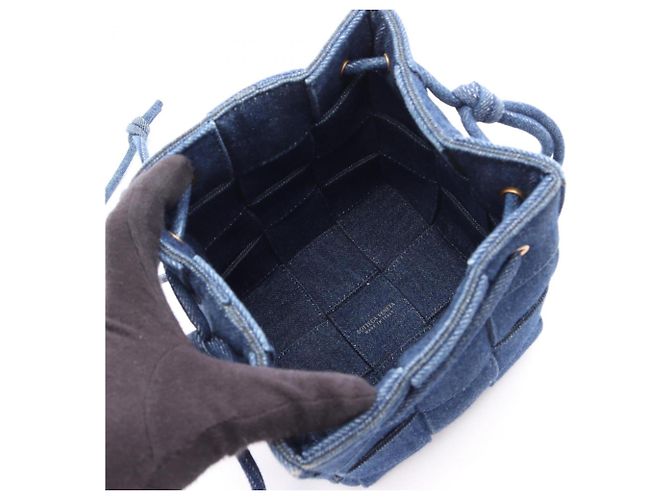 Borsa a secchiello Small Cassette Bottega Veneta Blu navy - vista 3