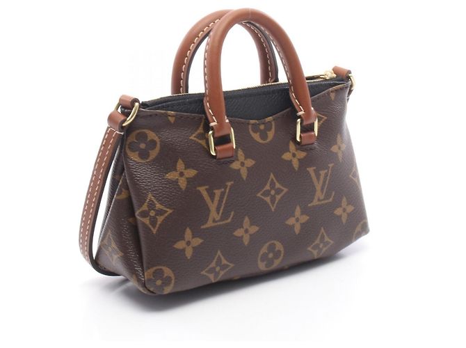 Bolso de hombro 2-Way Louis Vuitton Nano Pallas Castaño Negro - vista 2