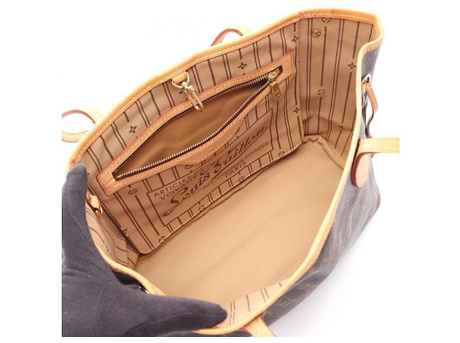Borsa Tote Louis Vuitton Neverfull PM Marrone - vista 3