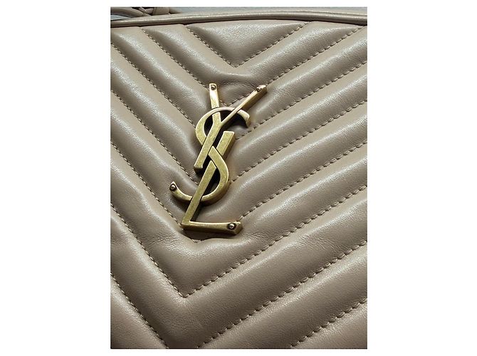 Saint Laurent Lou Camera Small Matelassé Chevron in pelle Beige - vista 3