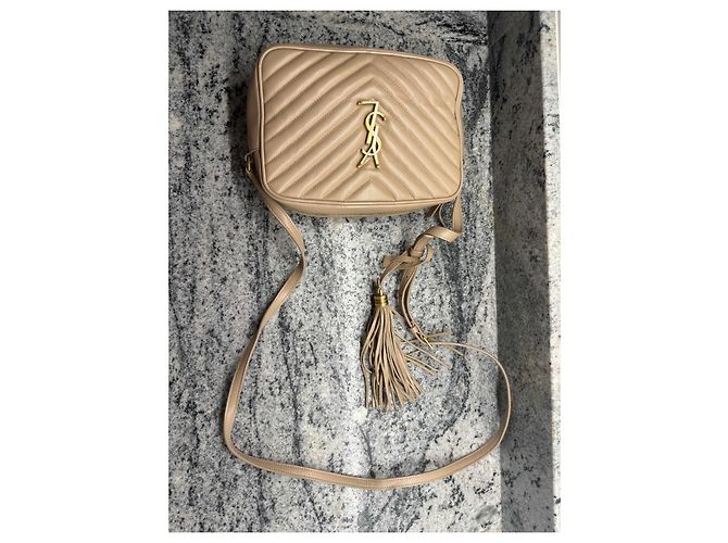 Saint Laurent Lou Camera Small Matelassé Chevron in pelle Beige - vista 7