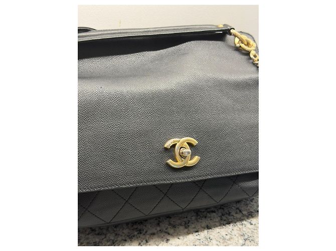 Chanel Borsa Flap Pelle Caviar Nera Nero - vista 2