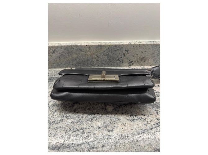 Chanel 2.55 Borsa a Patta in Pelle Nera Nero - vista 5