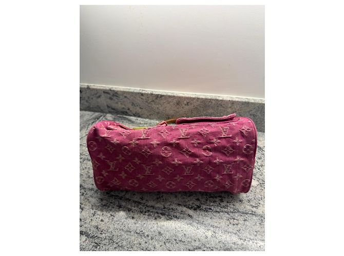 Borsa Louis Vuitton Monogram Denim Speedy 30 Rosa - vista 11