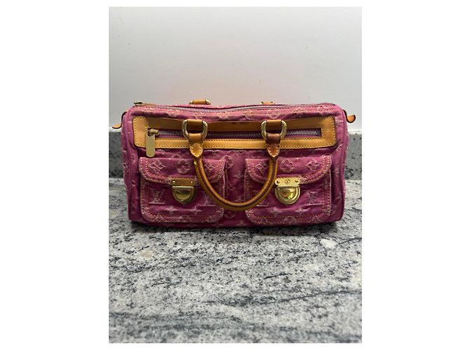 Borsa Louis Vuitton Monogram Denim Speedy 30 Rosa - vista 2