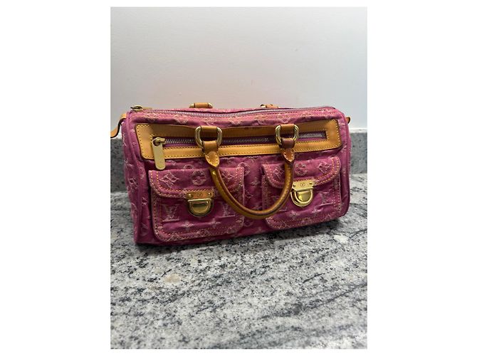Borsa Louis Vuitton Monogram Denim Speedy 30 Rosa - vista 3