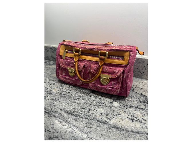 Borsa Louis Vuitton Monogram Denim Speedy 30 Rosa - vista 4