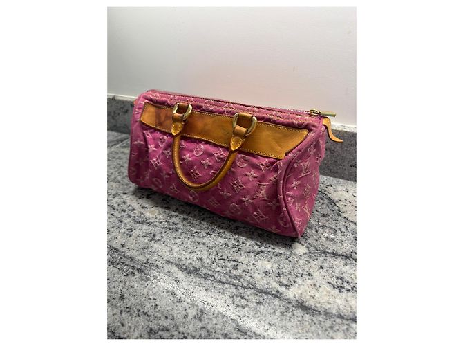 Borsa Louis Vuitton Monogram Denim Speedy 30 Rosa - vista 7