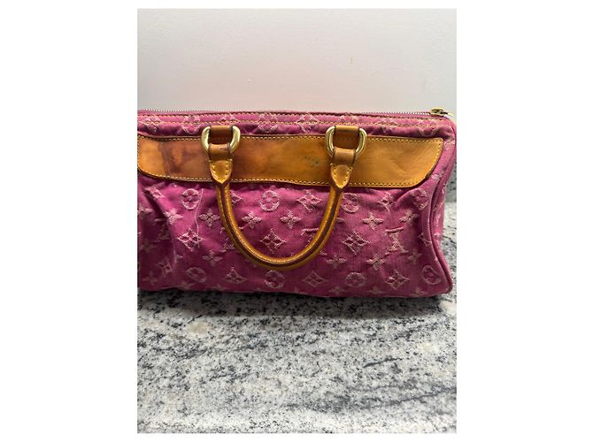 Borsa Louis Vuitton Monogram Denim Speedy 30 Rosa - vista 8