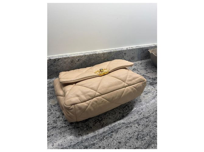 Borsa Chanel 19 Large Flap Beige in agnello - vista 10