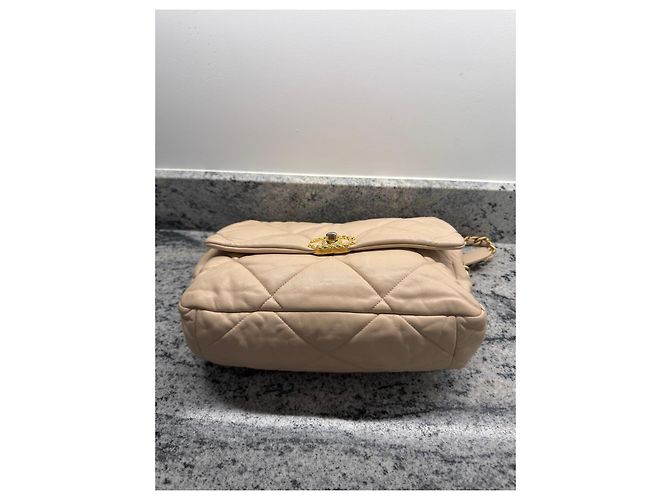 Borsa Chanel 19 Large Flap Beige in agnello - vista 11
