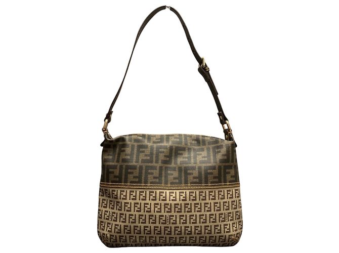 Borsa a Spalla Fendi Zucca Marrone - vista 2