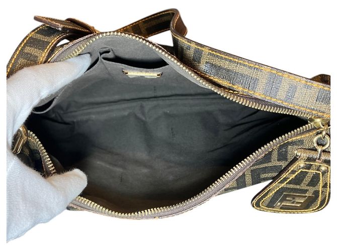 Borsa a Spalla Fendi Zucca Marrone - vista 6