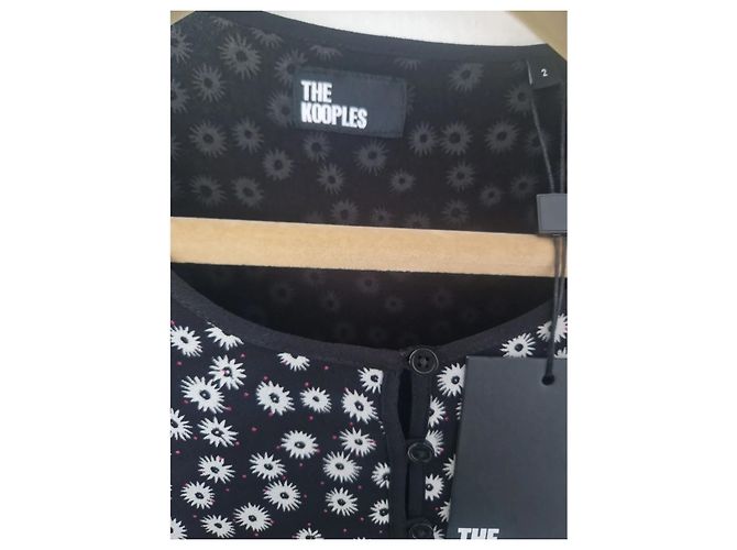 The Kooples Maxikleid mit Blumenprint Schwarz Weiß - Ansicht 4