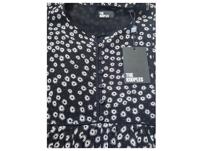 The Kooples Maxikleid mit Blumenprint Schwarz Weiß - Ansicht 5