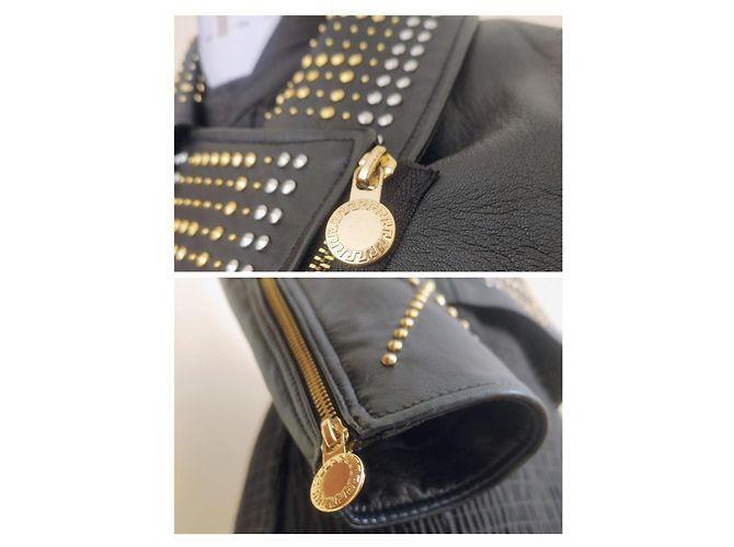 Versace For H&M Versace x H&M Jacket Black Leather Biker with Gold/Silver Studs XS 38 IT 2011 - view 10