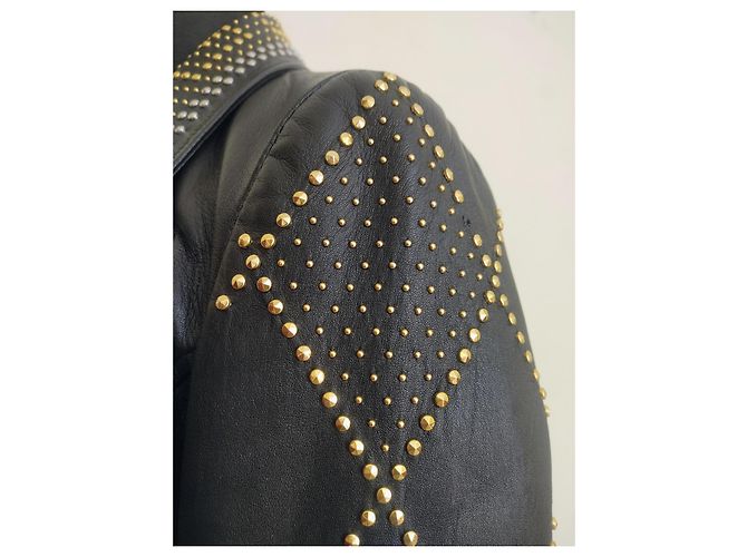 Versace For H&M Versace x H&M Jacket Black Leather Biker with Gold/Silver Studs XS 38 IT 2011 - view 12