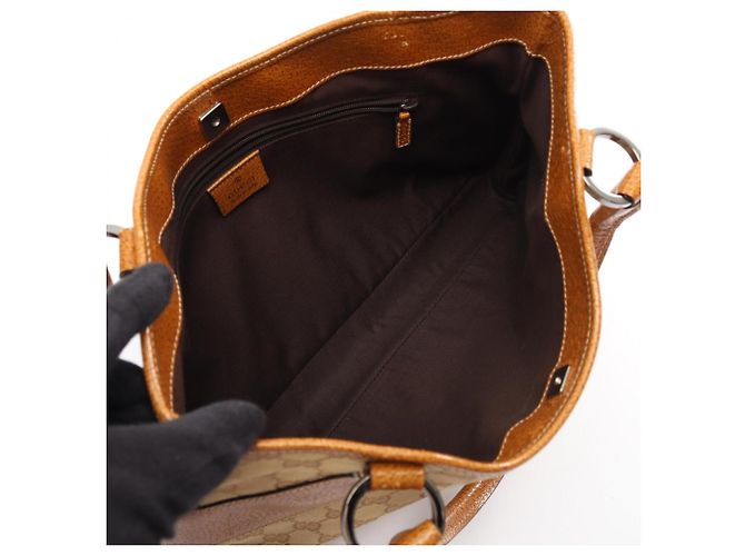 Borsa Tote Gucci GG Canvas Marrone Beige - vista 3