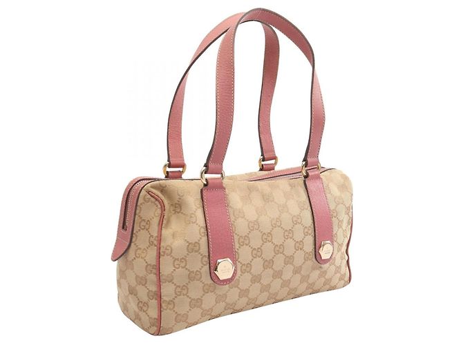 Borsa Gucci GG Canvas Rosa Beige - vista 2