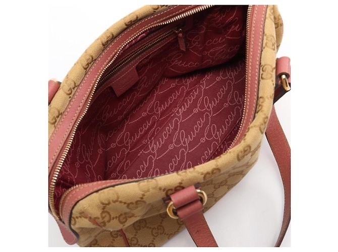 Borsa Gucci GG Canvas Rosa Beige - vista 3