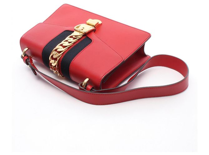 Borsa a tracolla Gucci Sylvie Small Web Line in pelle rossa Rosso - vista 10