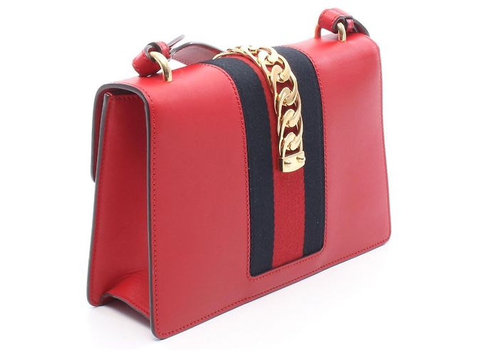 Borsa a tracolla Gucci Sylvie Small Web Line in pelle rossa Rosso - vista 2