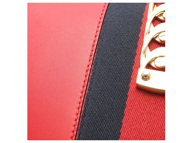 Borsa a tracolla Gucci Sylvie Small Web Line in pelle rossa Rosso - vista 8