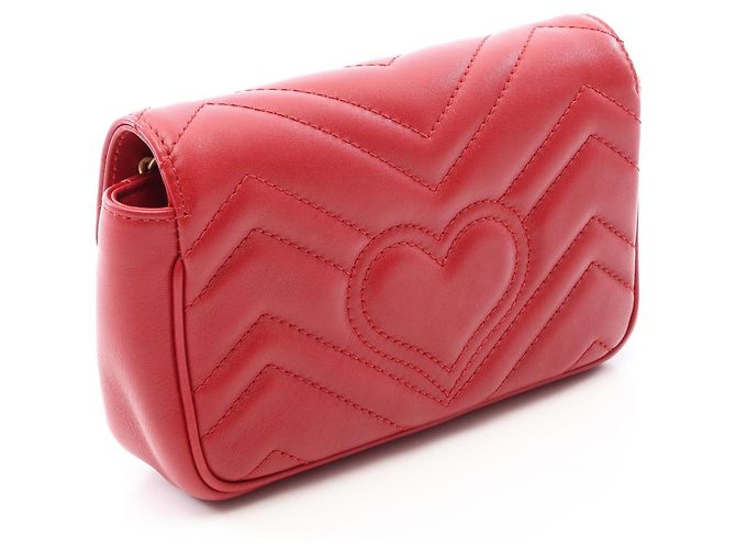 Borsa Gucci GG Marmont Super Mini Rosso - vista 2