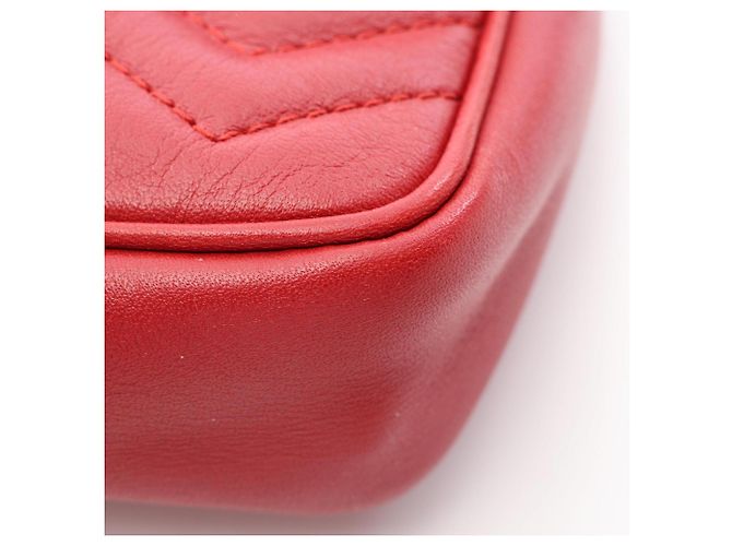 Borsa Gucci GG Marmont Super Mini Rosso - vista 5