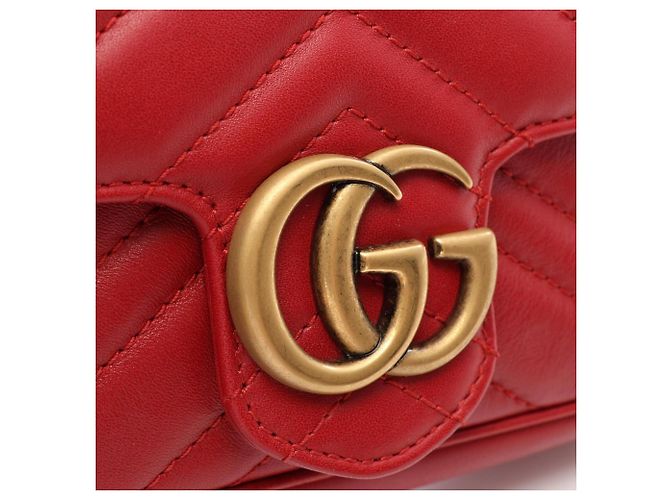 Borsa Gucci GG Marmont Super Mini Rosso - vista 6