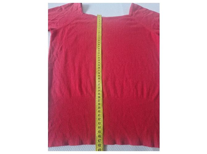 Pulôver Eric Bompard vermelho de caxemira e seda mangas curtas - vista 8