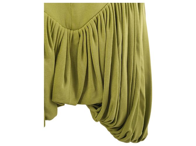 Mini saia drapeada verde oliva Norma Kamali - vista 4