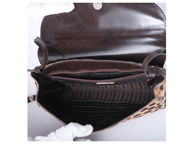 Prada Vintage Leopard Print Pony Hair Tasche Braun - Ansicht 6