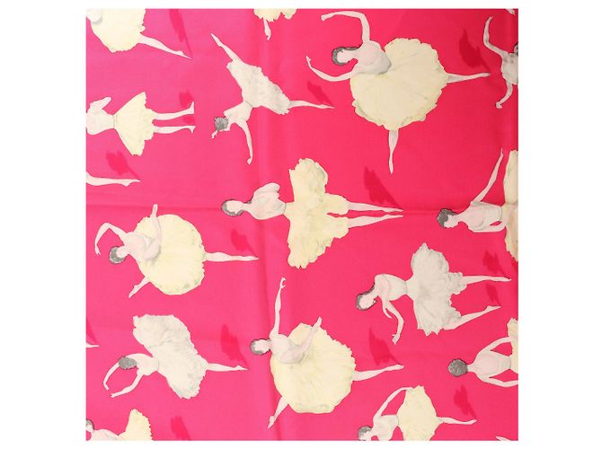 Foulard in seta Hermès Carré 90 "La Dance ballet" Rosa - vista 10