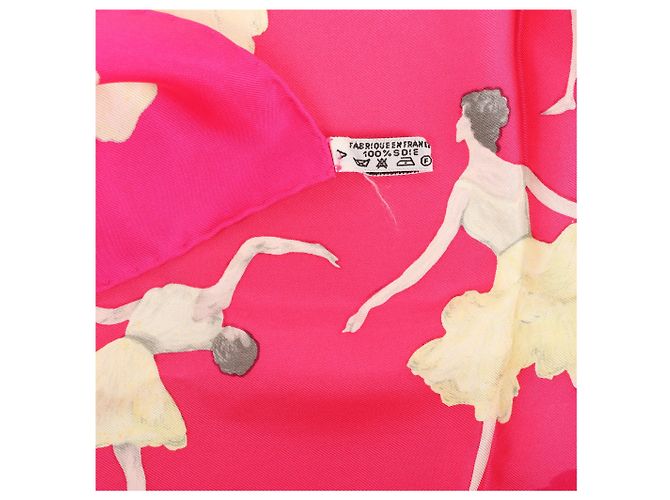 Foulard in seta Hermès Carré 90 "La Dance ballet" Rosa - vista 2
