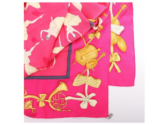Foulard in seta Hermès Carré 90 "La Dance ballet" Rosa - vista 3